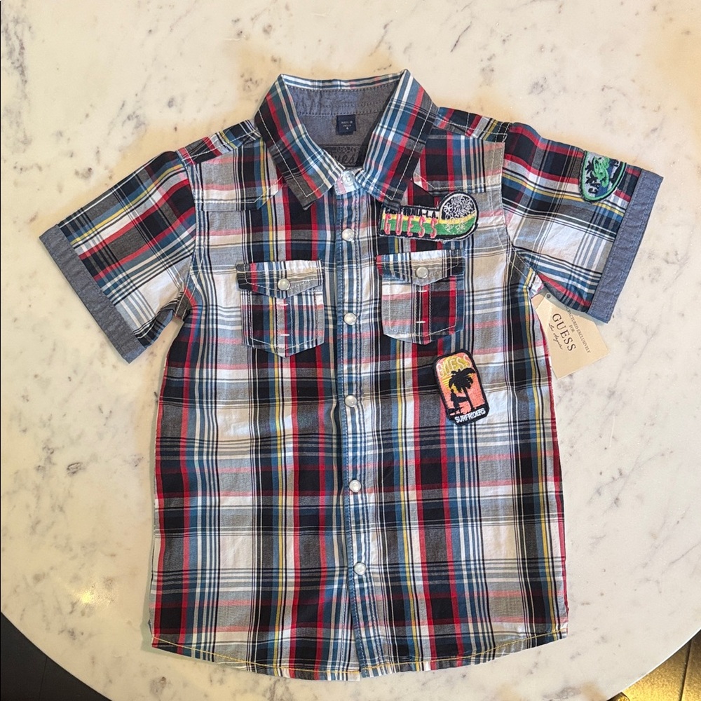 Guess Kids Multicolor Plaid Button Down Shirt